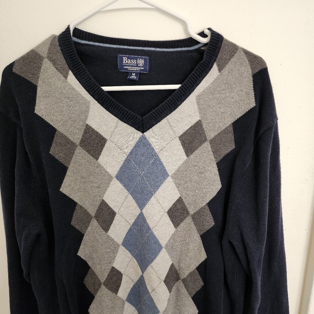 Preppy, Vintage, V-neck Bass Men's Sweater